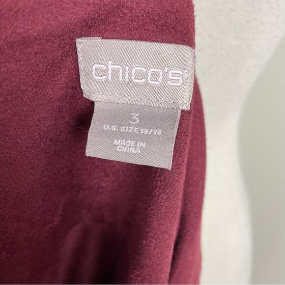 Chico's Maroon Faux Suede Button Down Shirt 3 - Picture 5 of 7
